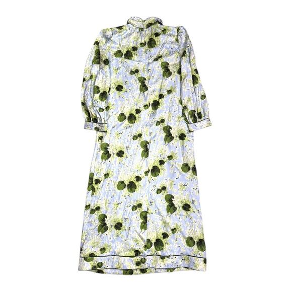 Tuckernuck Hydrangea Blooms Faven Dress Sz Medium Satin High Neck *Missing Belt - Picture 3 of 11